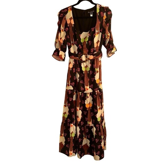 ModCloth Hutch Women's Let's Go Boho Square Neck Belted Maxi Dress Size 4 NWT - Picture 2 of 9